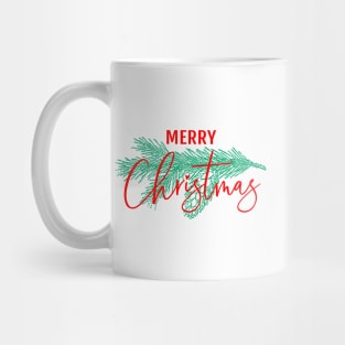 Christmas card with pine tree branch Mug